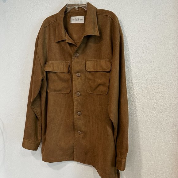 Michael Brandon Casual Heavy Brushed Shirt or Lightweight Jacket Brown Men Sz XL - Picture 5 of 7